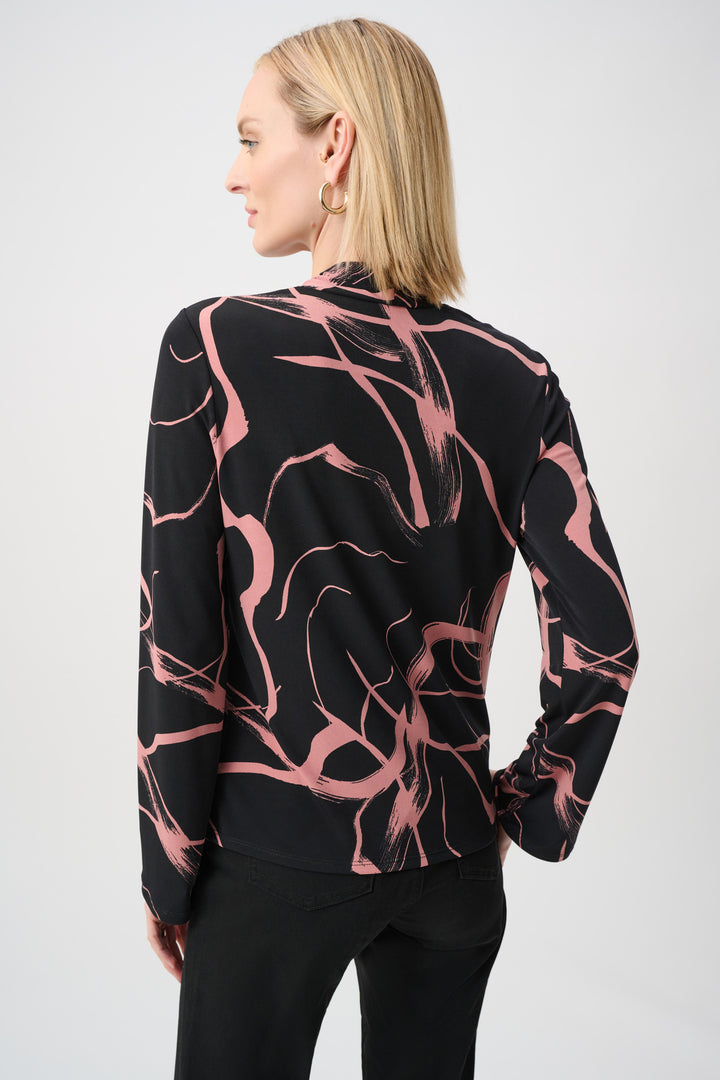 Silky Knit Abstract Print Straight Top Style 263166