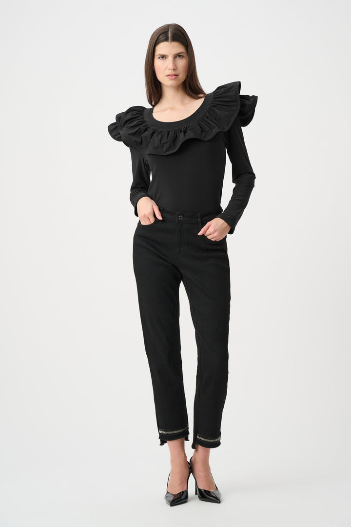 Silky Knit Fitted Top With Memory Ruffles Style 263167