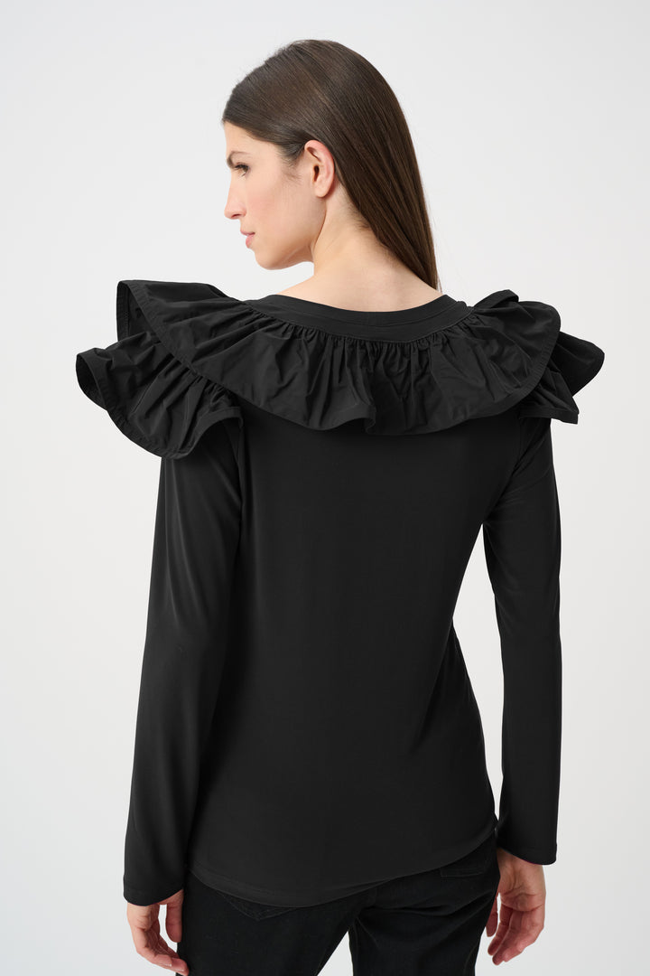 Silky Knit Fitted Top With Memory Ruffles Style 263167