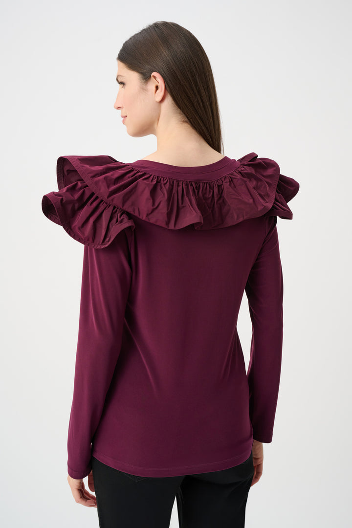 Silky Knit Fitted Top With Memory Ruffles Style 263167