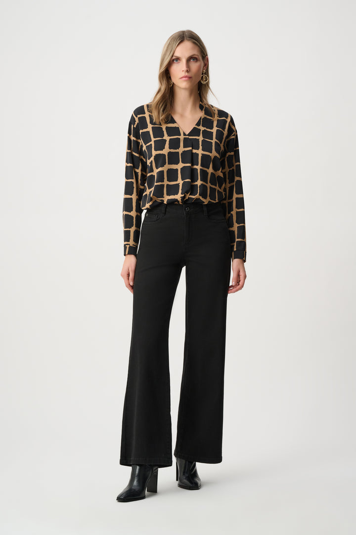 Recycled Woven Abstract Print Boxy Top Style 263169