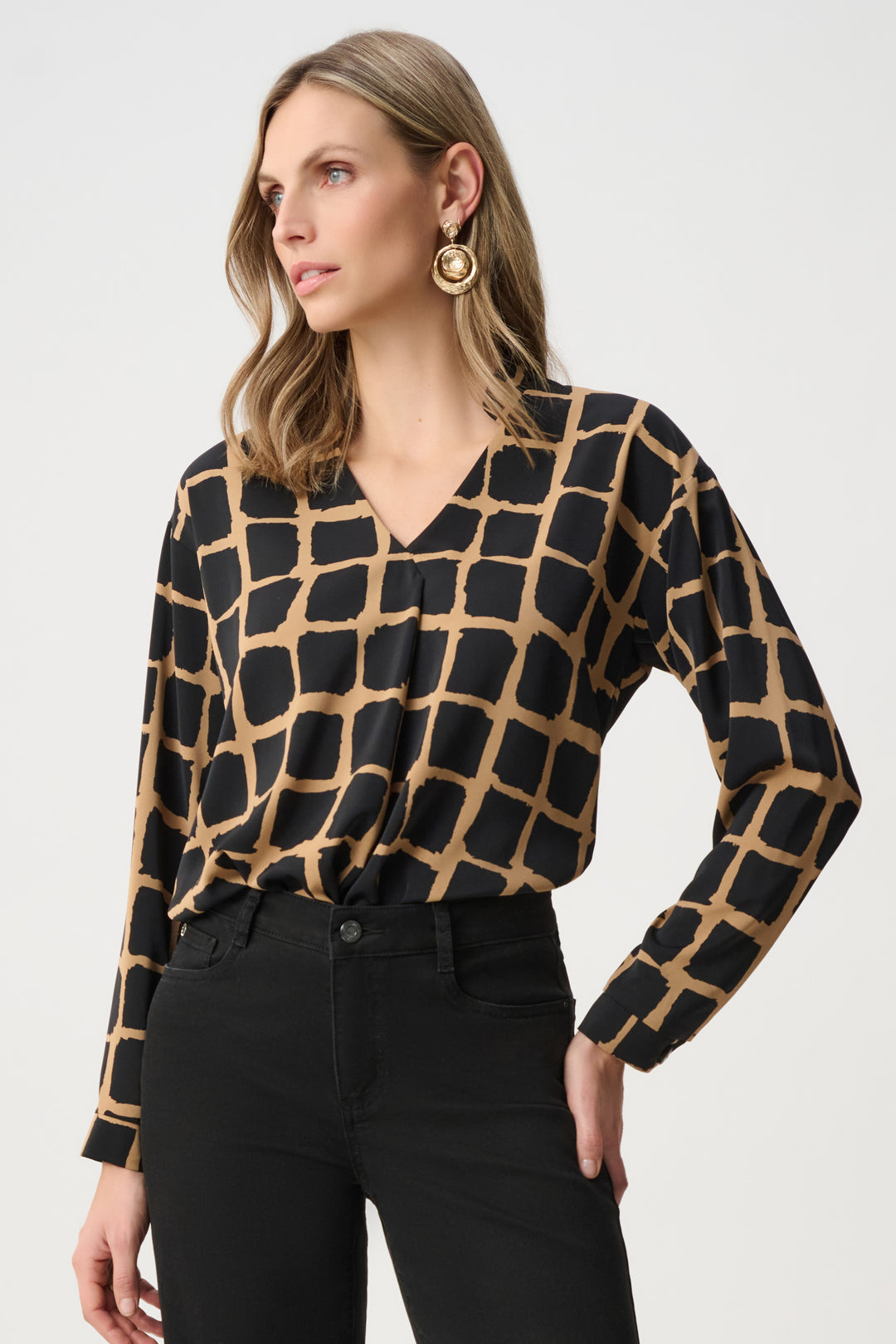 Recycled Woven Abstract Print Boxy Top Style 263169