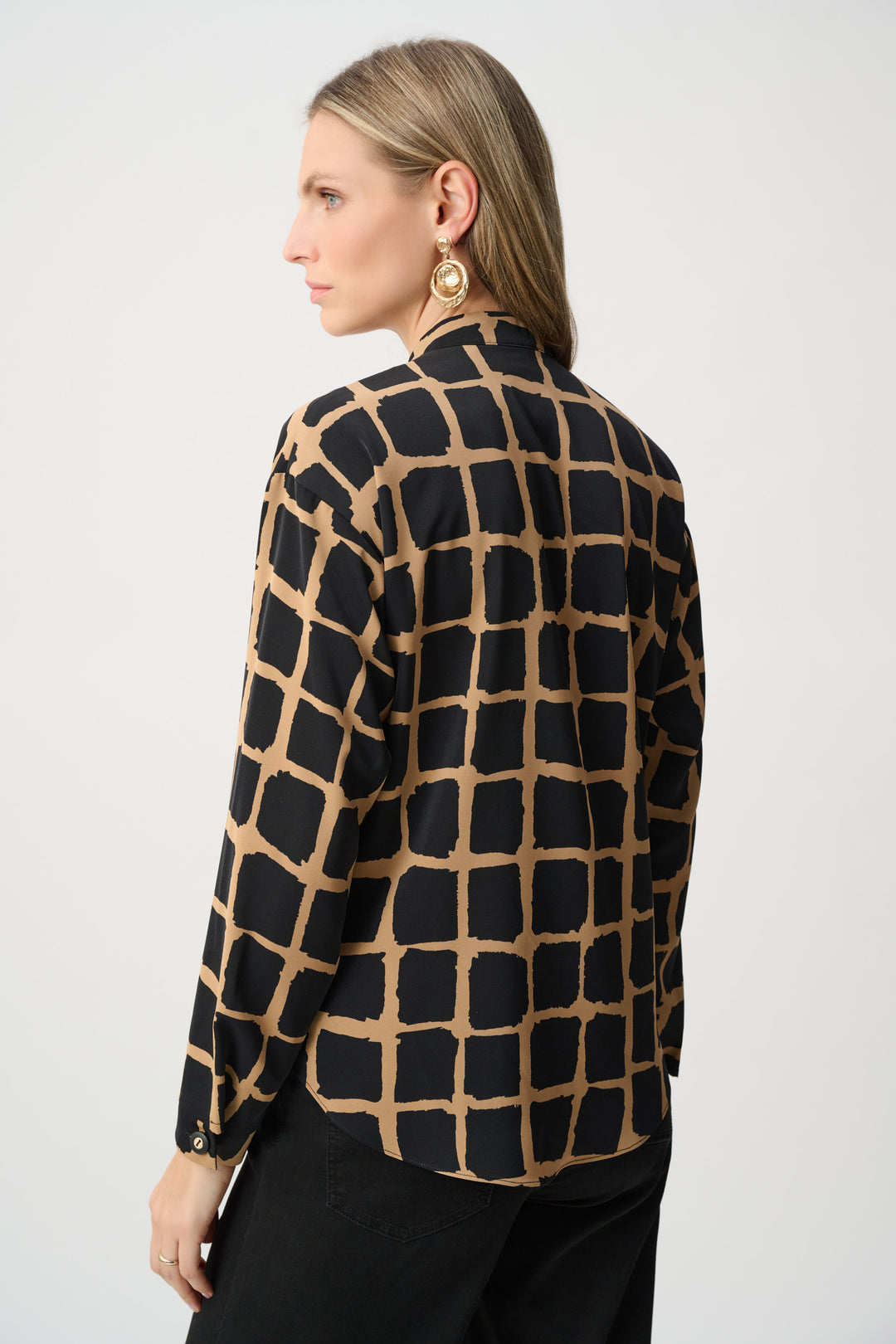 Recycled Woven Abstract Print Boxy Top Style 263169