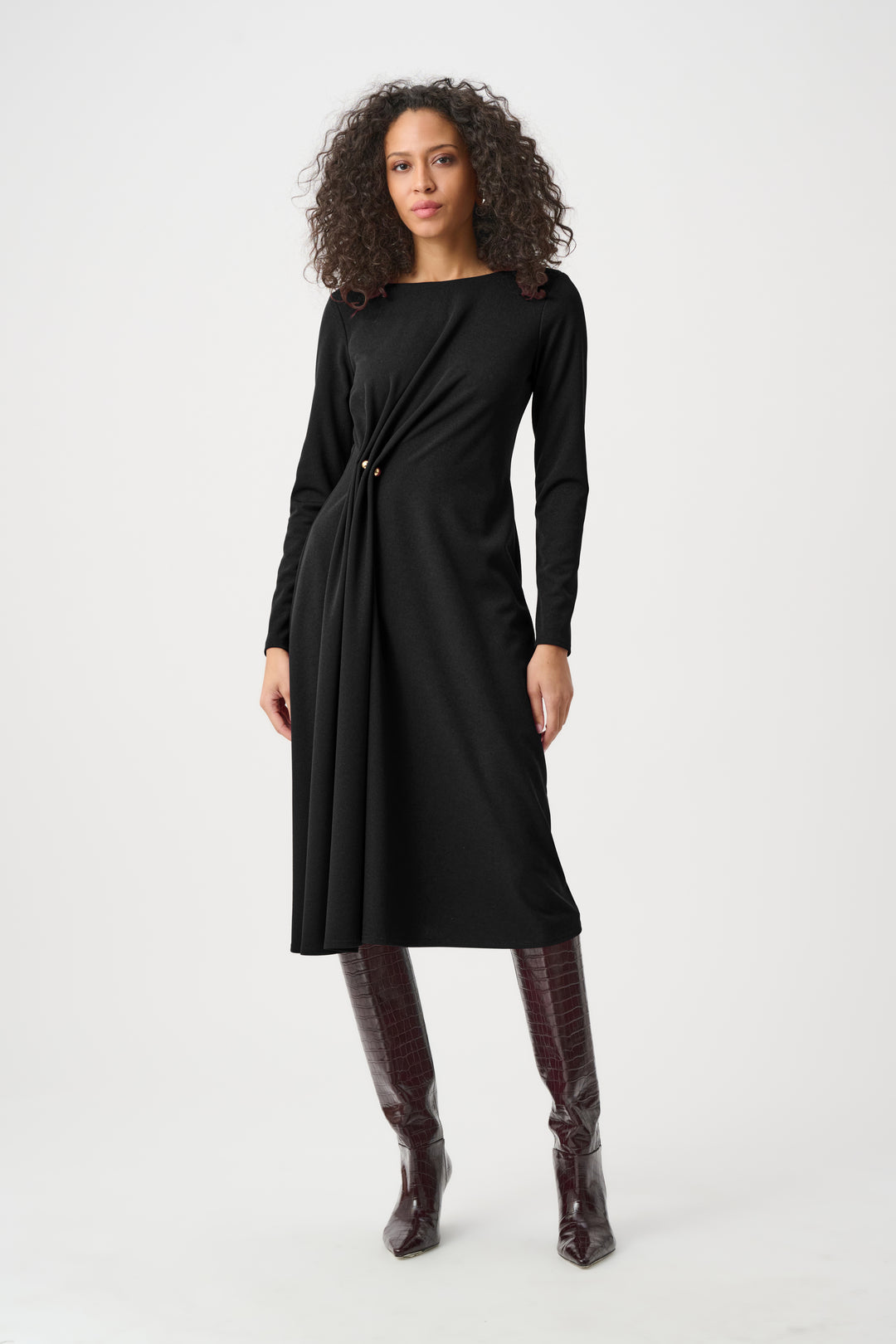 Scuba Crepe Draped Front Sheath Dress Style 263178