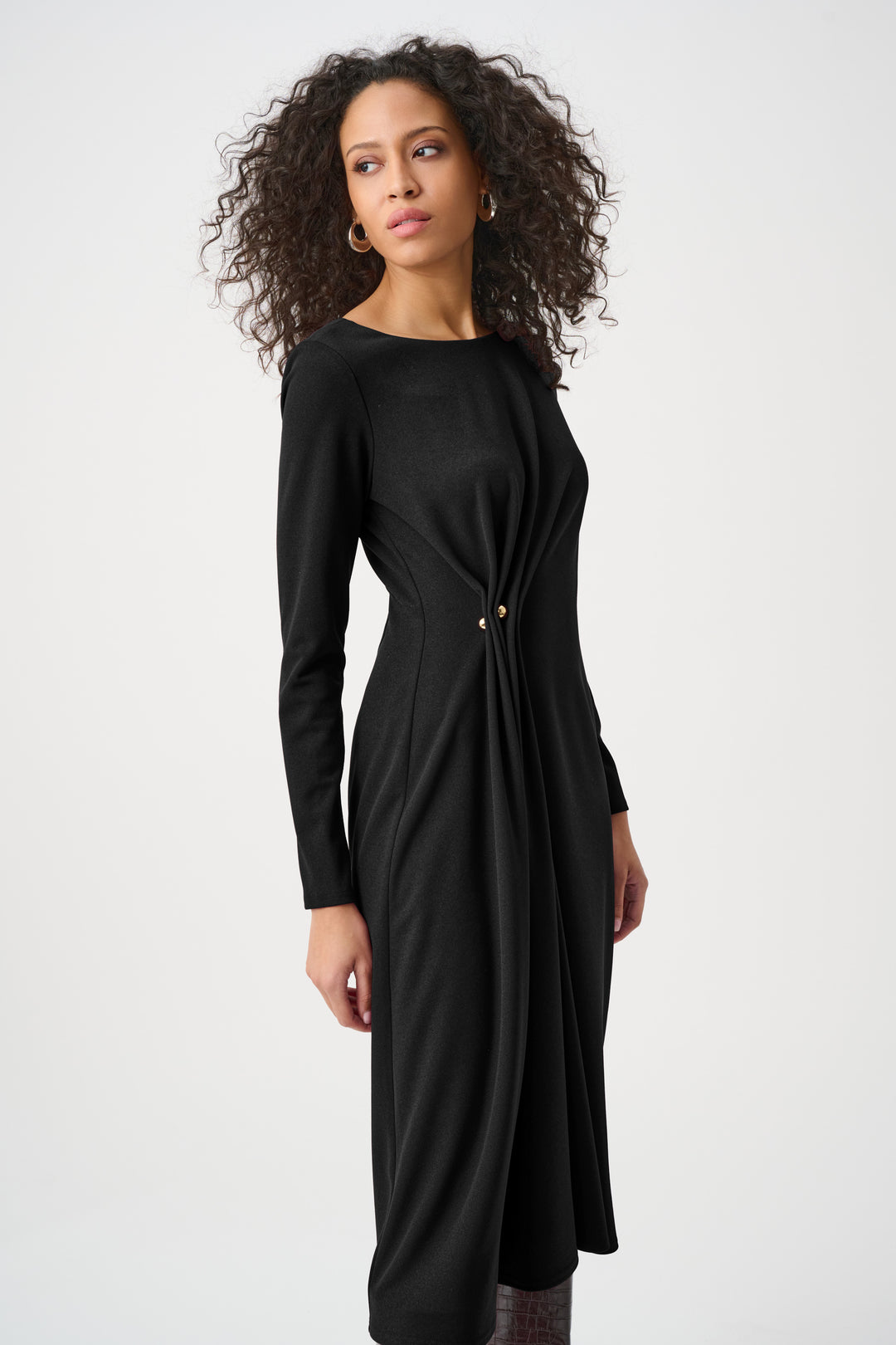 Scuba Crepe Draped Front Sheath Dress Style 263178