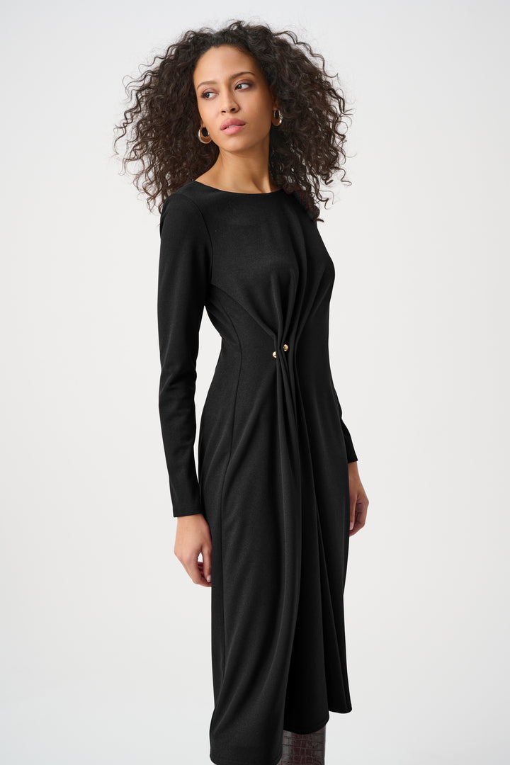 Scuba Crepe Draped Front Sheath Dress Style 263178