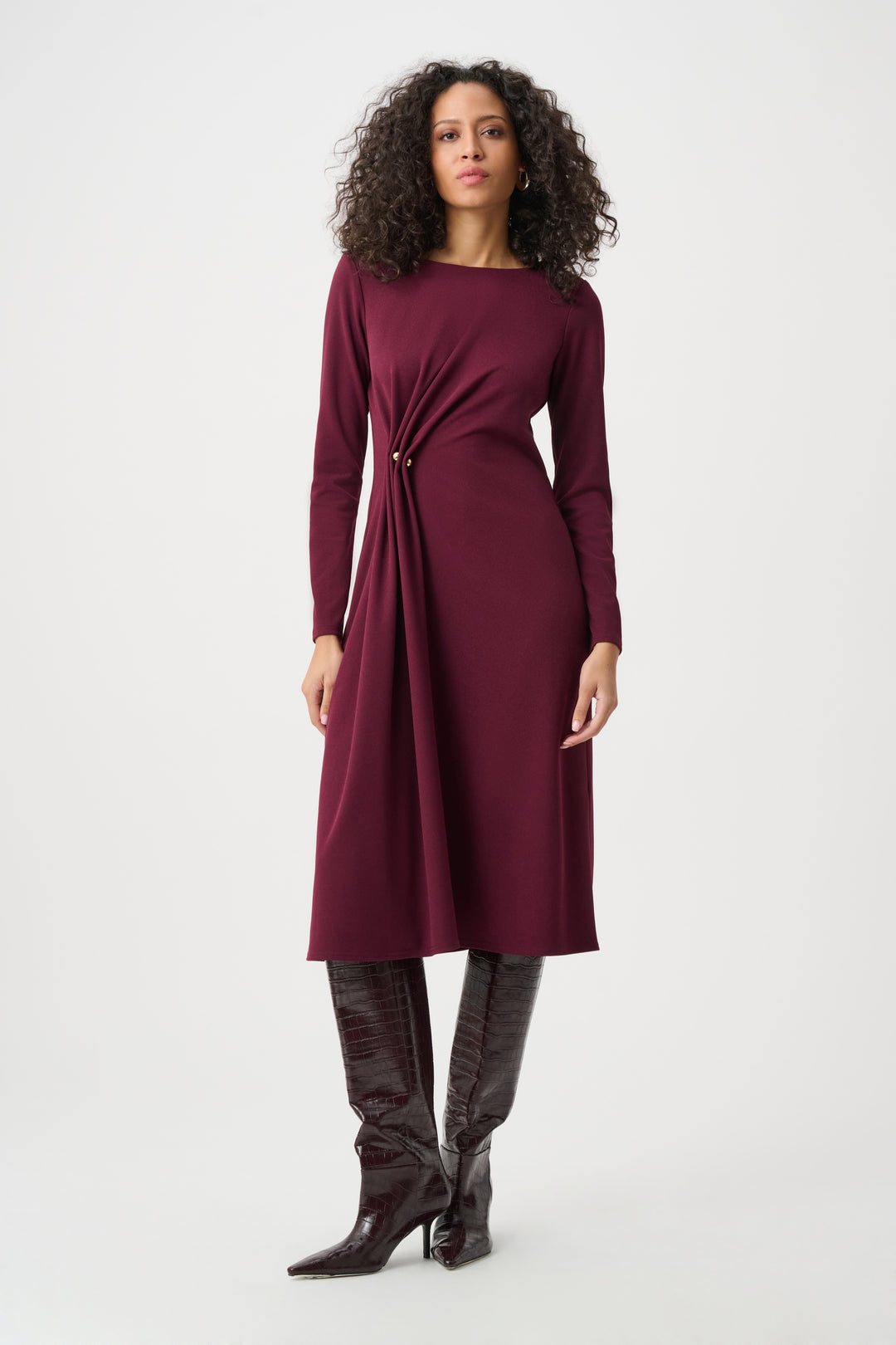 Scuba Crepe Draped Front Sheath Dress Style 263178