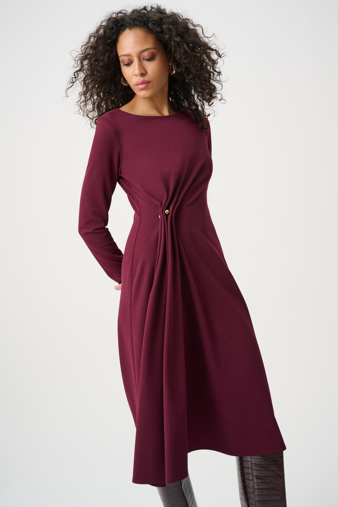 Scuba Crepe Draped Front Sheath Dress Style 263178