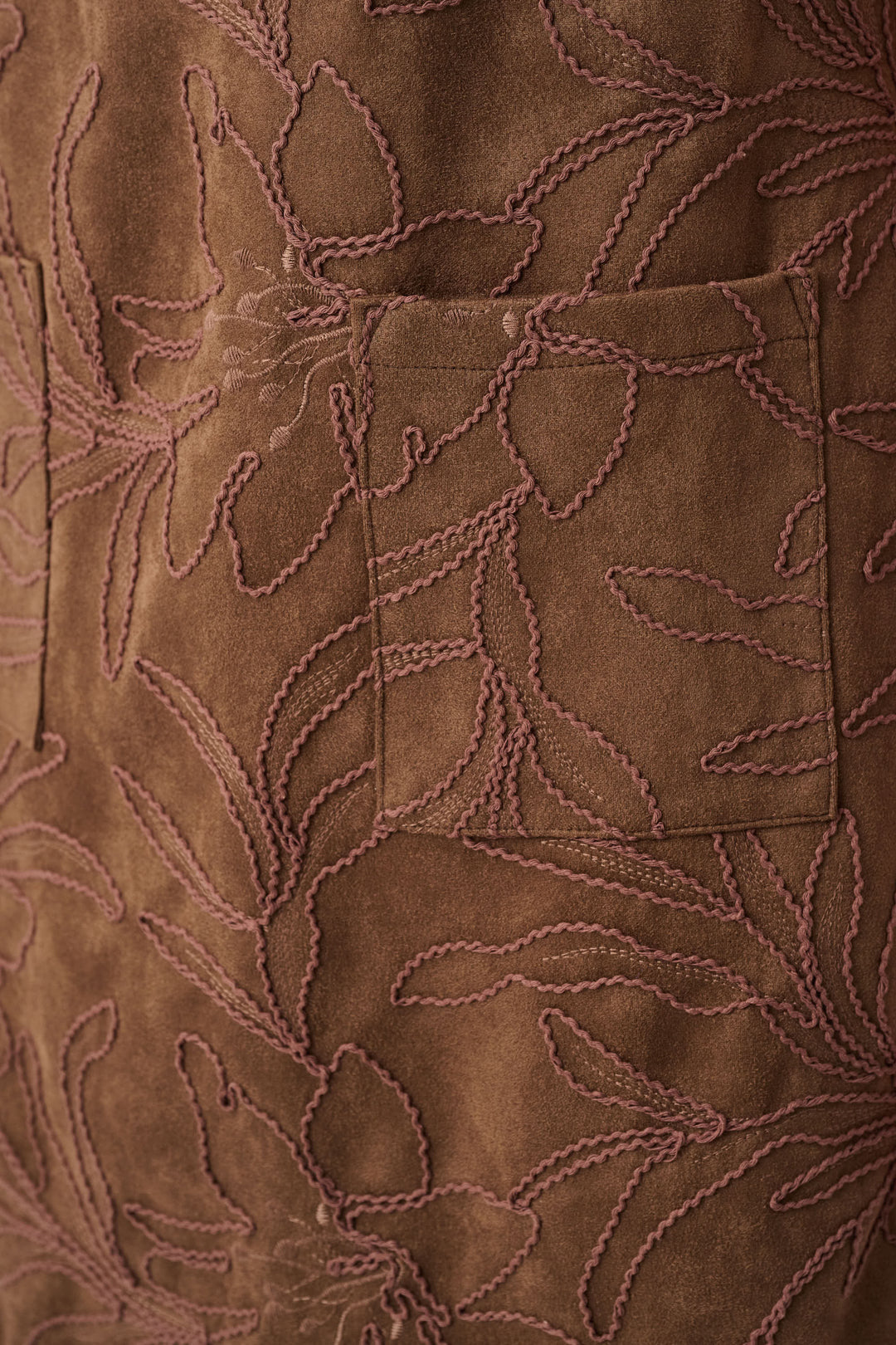 Embroidered Suede Boat-Neck Shift Dress Style 263185