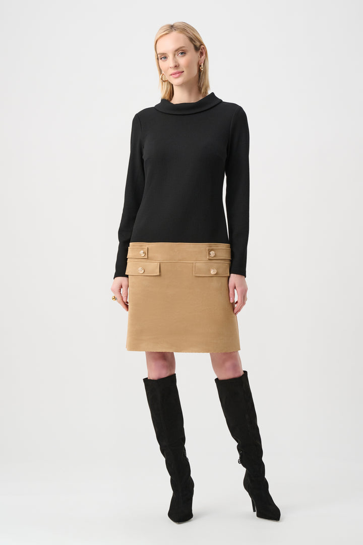 Jacquard Sweater and Suede A-Line Dress Style 263187