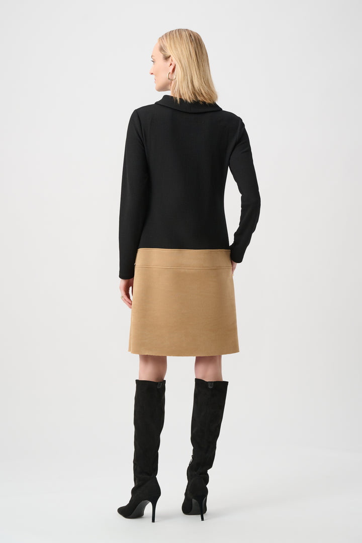 Jacquard Sweater and Suede A-Line Dress Style 263187