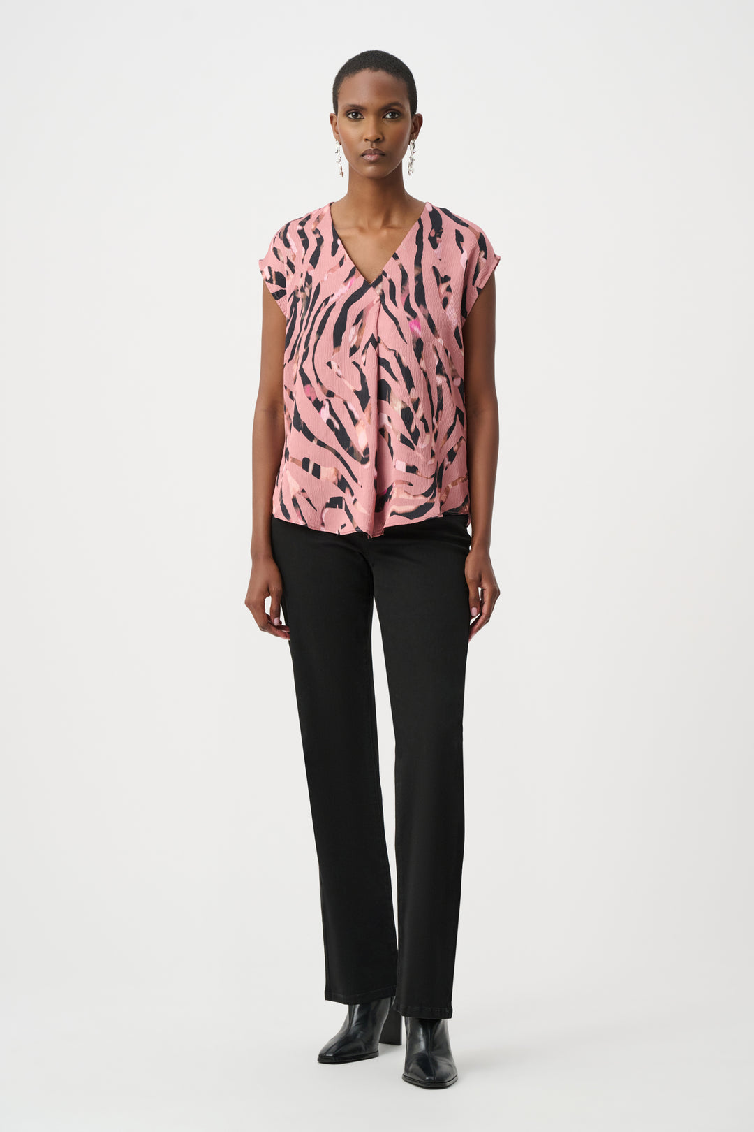 Textured Satin Animal Print Boxy Top Style 263188
