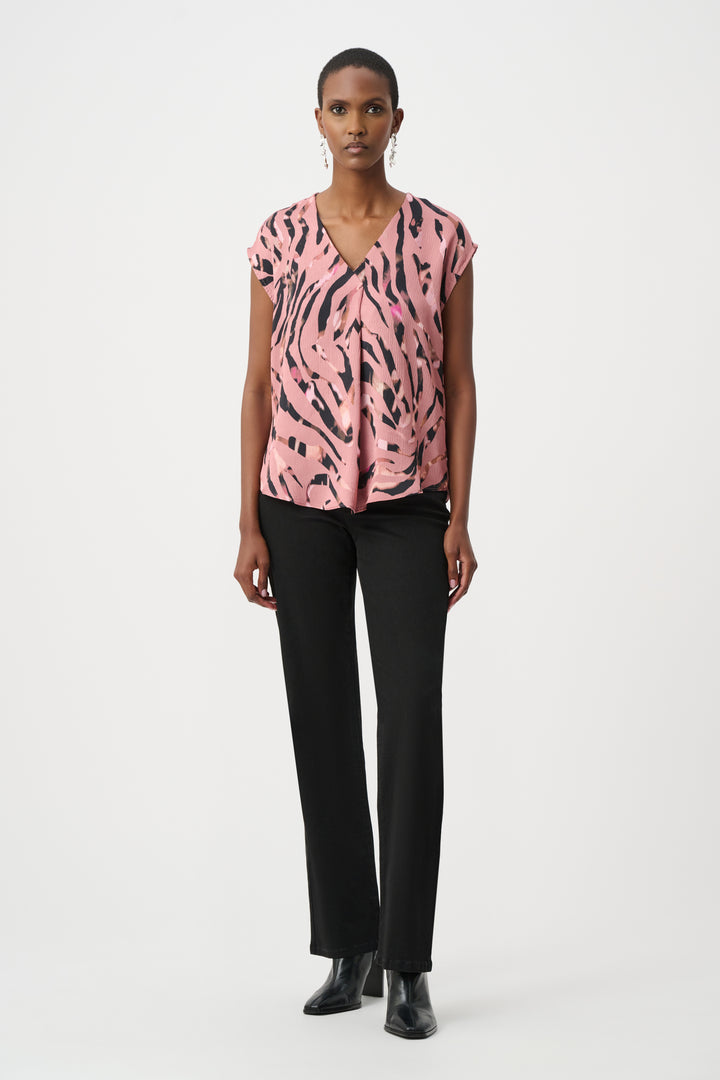 Textured Satin Animal Print Boxy Top Style 263188
