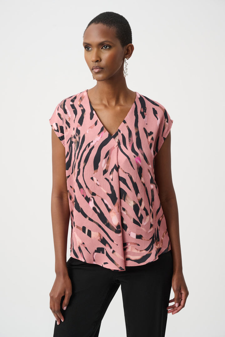 Textured Satin Animal Print Boxy Top Style 263188