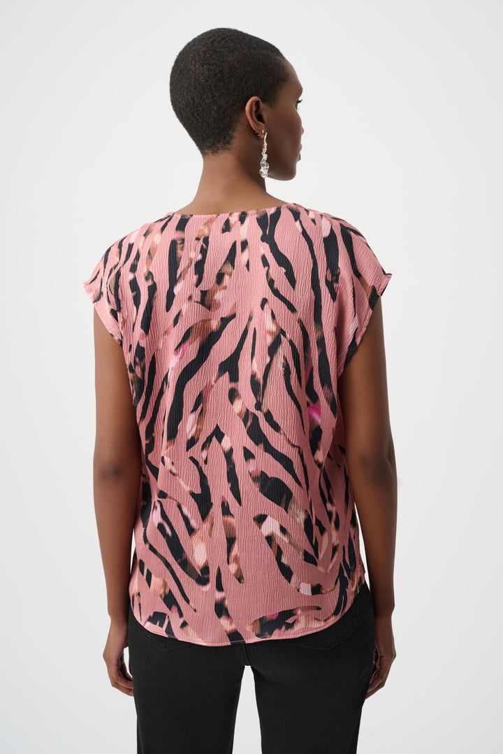 Textured Satin Animal Print Boxy Top Style 263188