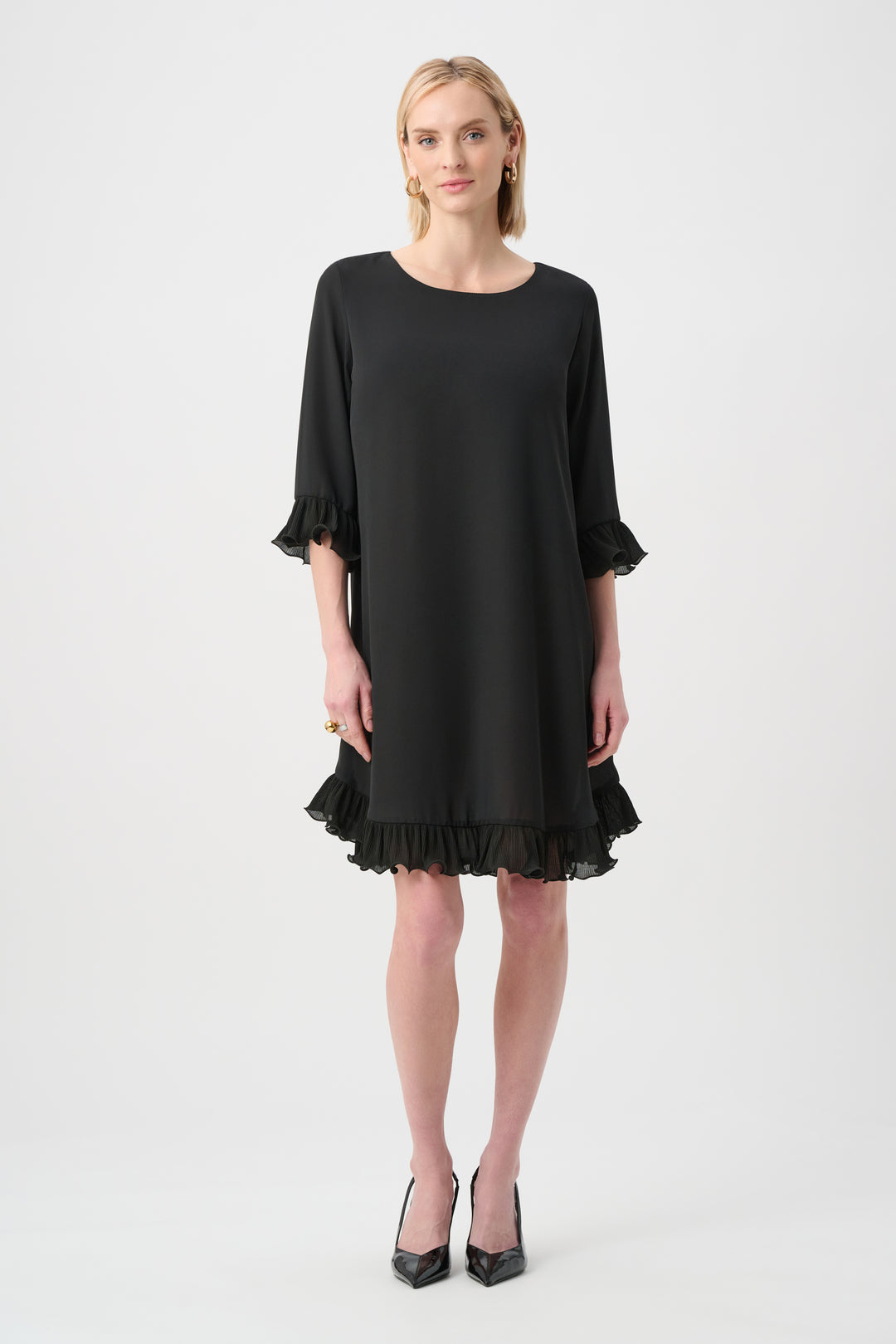 Georgette Ruffled-Trim Trapeze Dress Style 263189