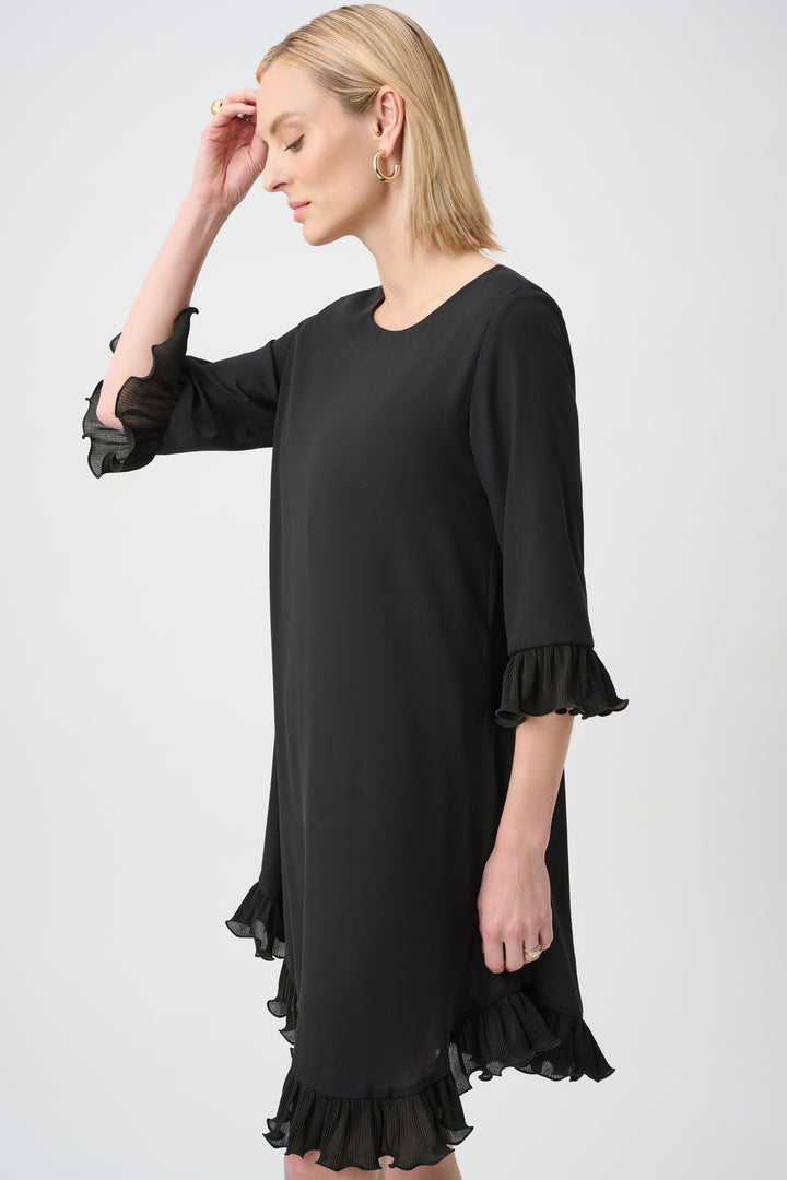 Georgette Ruffled-Trim Trapeze Dress Style 263189