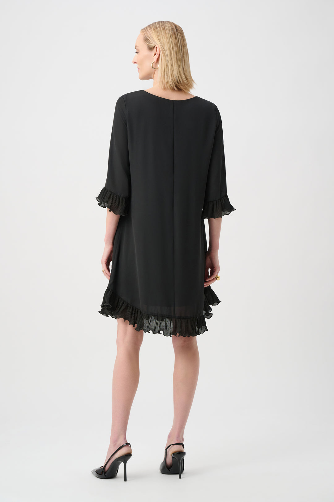 Georgette Ruffled-Trim Trapeze Dress Style 263189