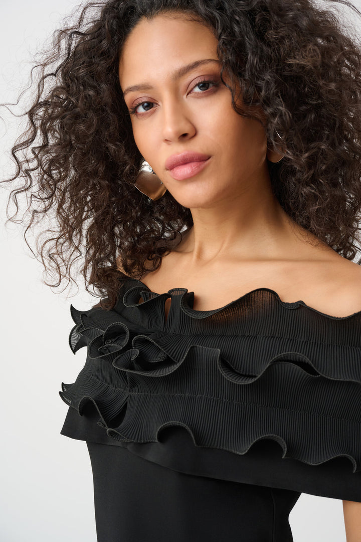 Silky Knit Off-Shoulder Top With Ruffles Style 263197