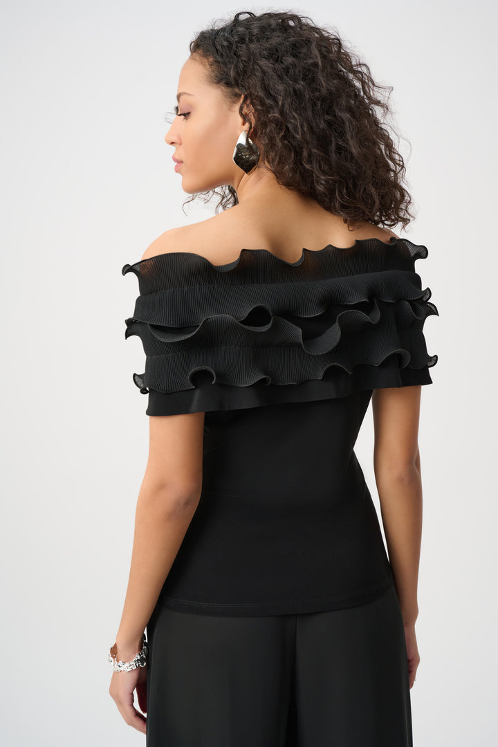 Silky Knit Off-Shoulder Top With Ruffles Style 263197