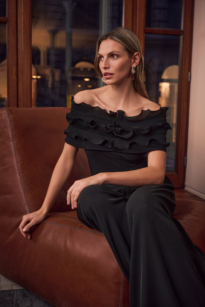 Silky Knit Off-Shoulder Top With Ruffles Style 263197