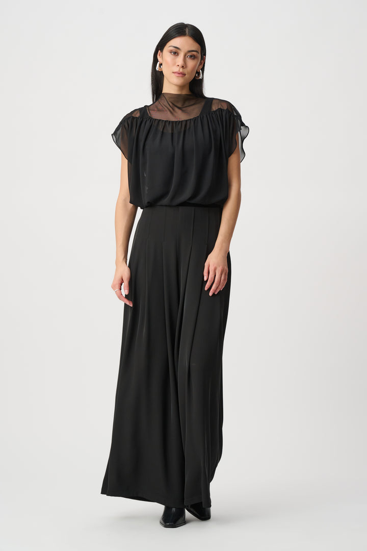 Chiffon And Silky Knit Blouson Top Style 263198