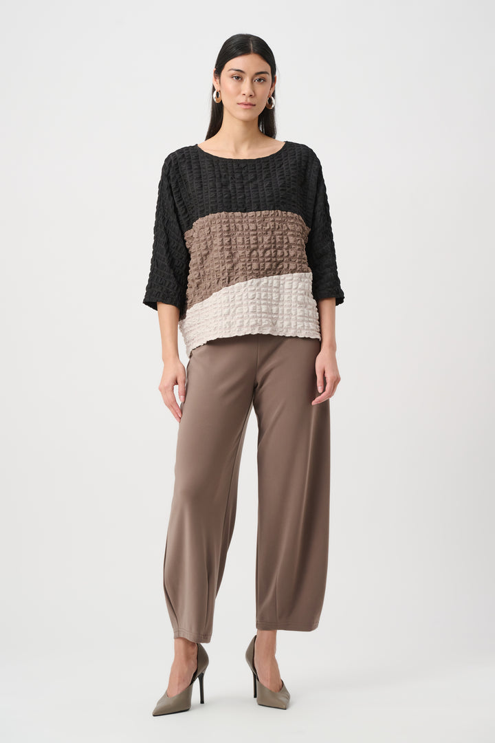 Bubble Jacquard Color Block Boxy Tunic Style 263199