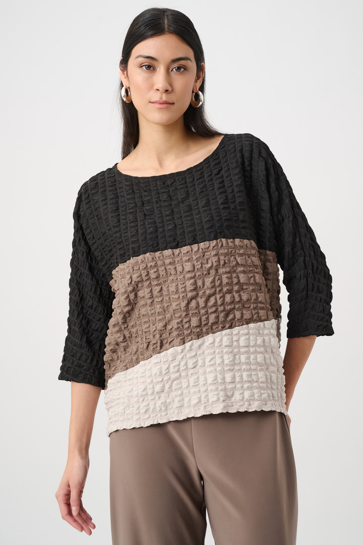 Bubble Jacquard Color Block Boxy Tunic Style 263199