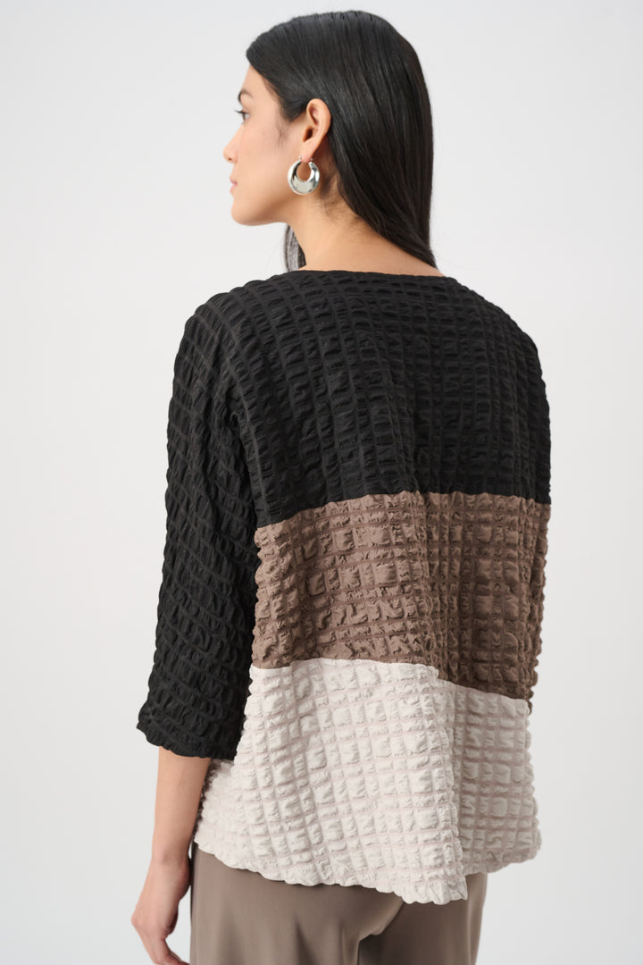 Bubble Jacquard Color Block Boxy Tunic Style 263199
