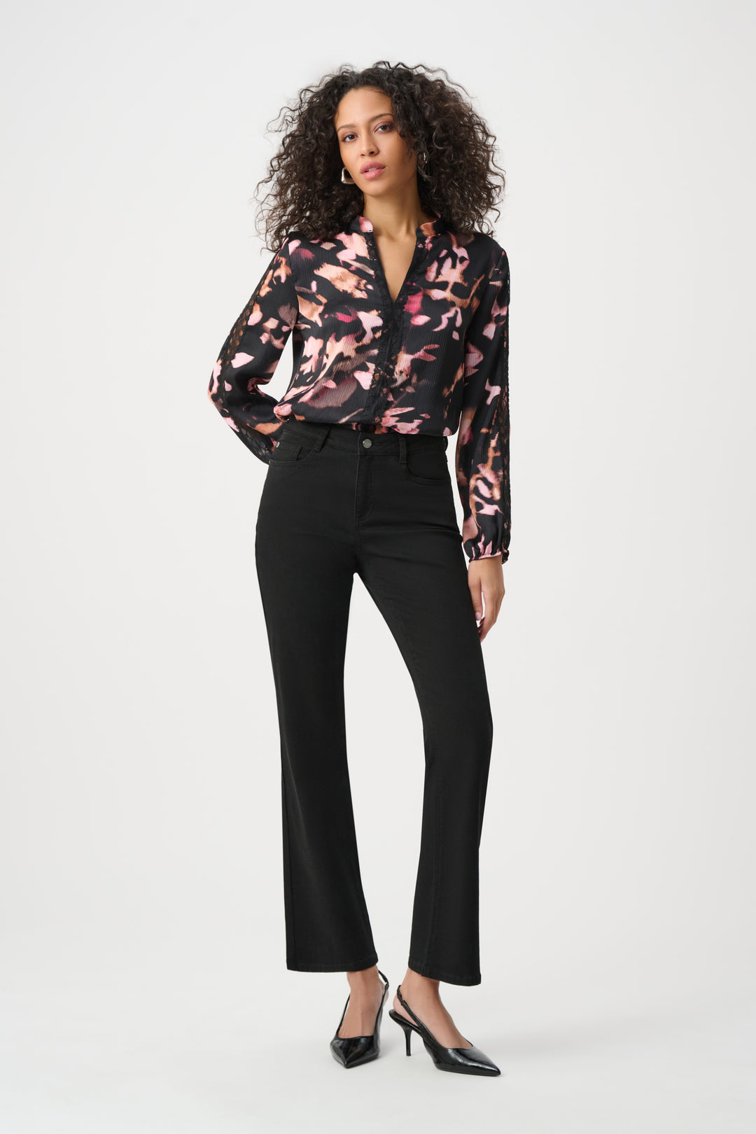 Textured Satin Abstract Print Top Style 263201