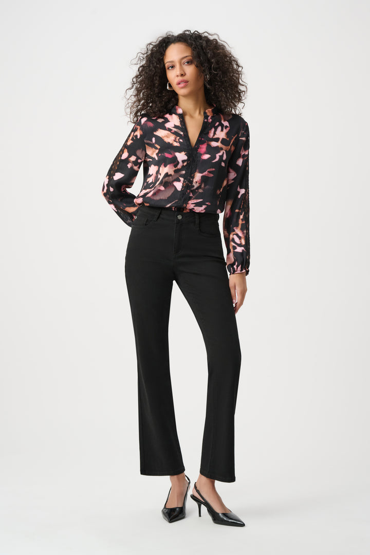 Textured Satin Abstract Print Top Style 263201