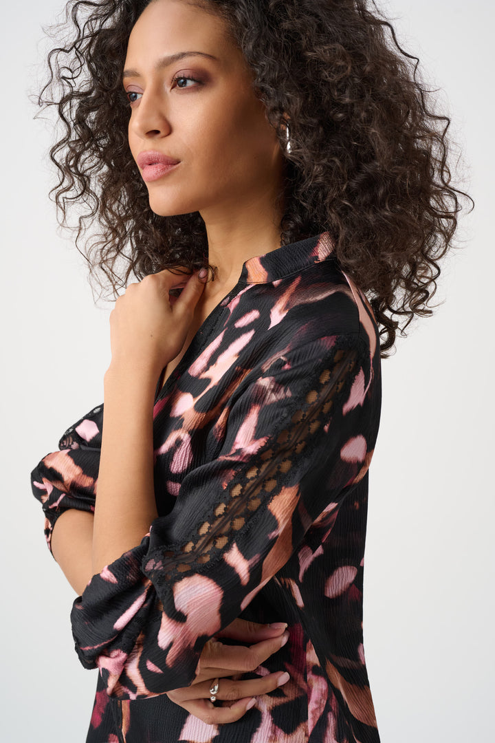 Textured Satin Abstract Print Top Style 263201
