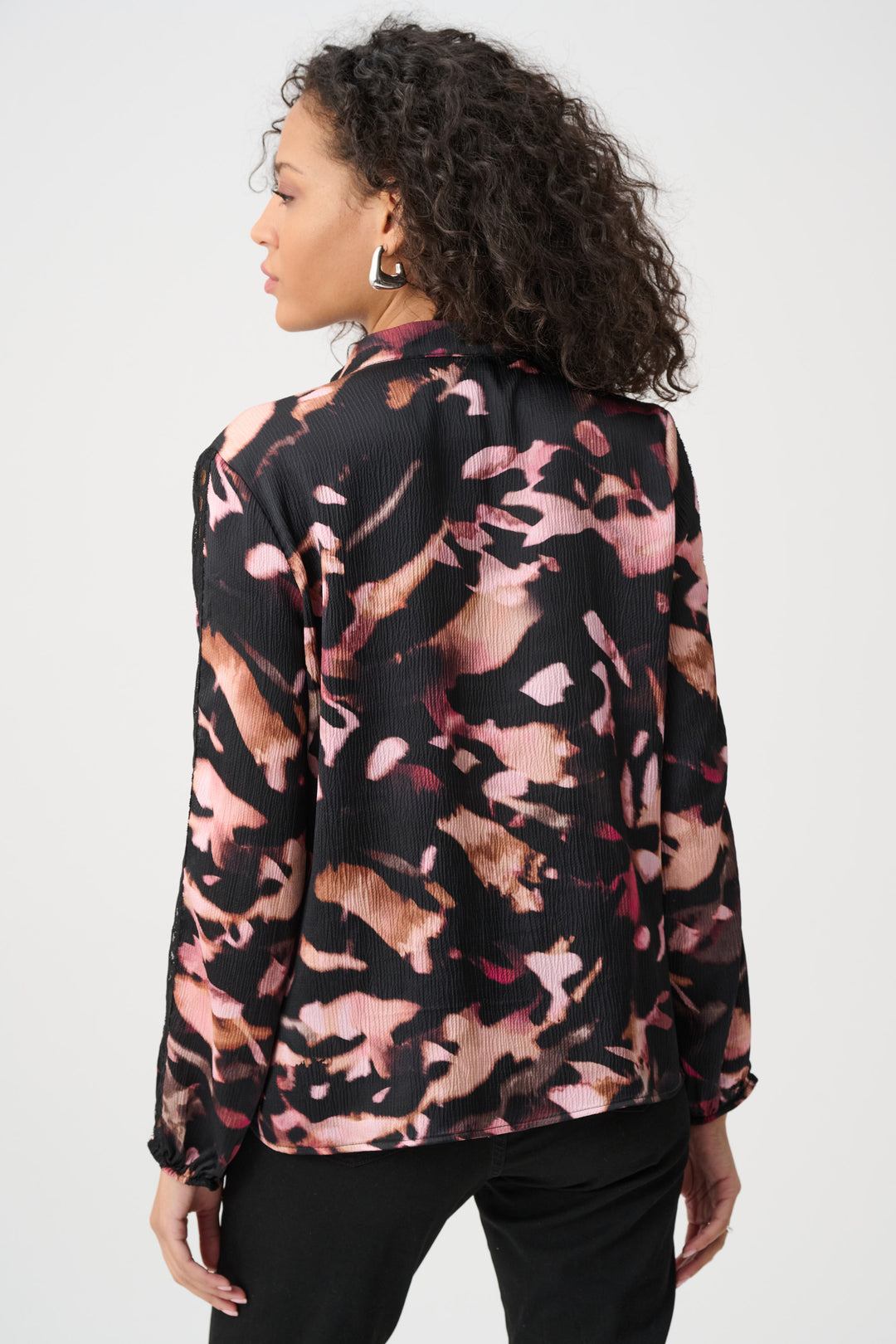Textured Satin Abstract Print Top Style 263201