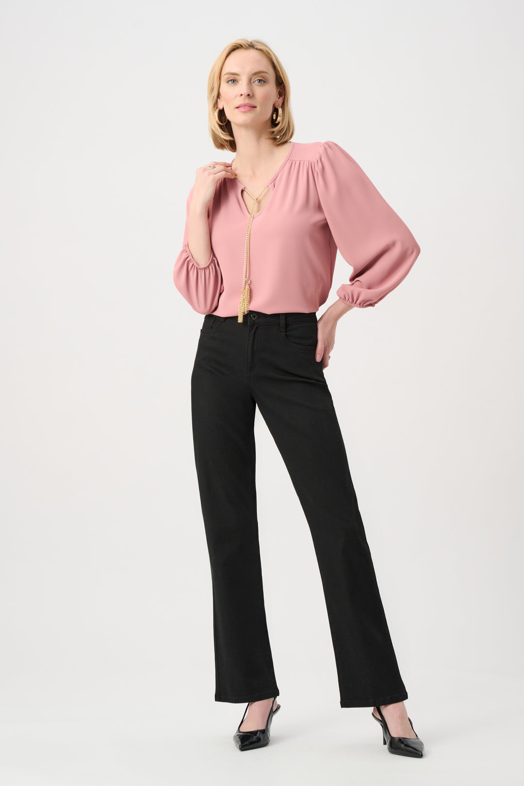 Woven Twill Top With Chain Detail Style 263202