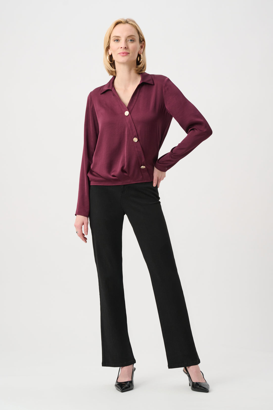 Recycled Satin V-Neck Cocoon Top Style 263204