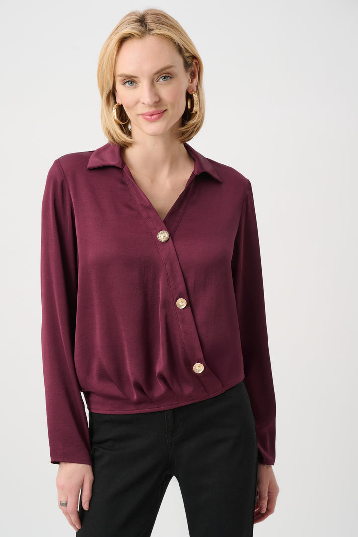 Recycled Satin V-Neck Cocoon Top Style 263204