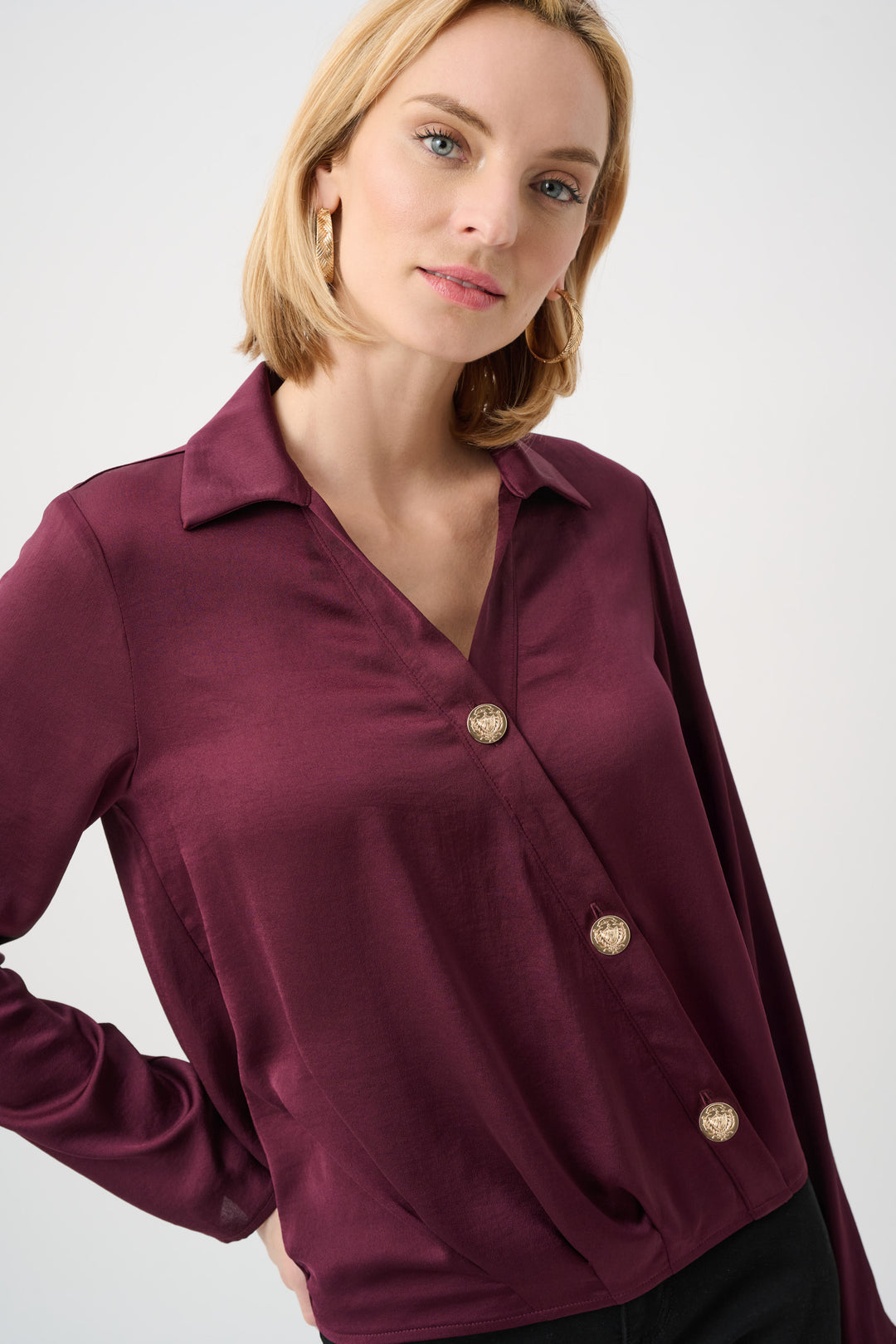 Recycled Satin V-Neck Cocoon Top Style 263204
