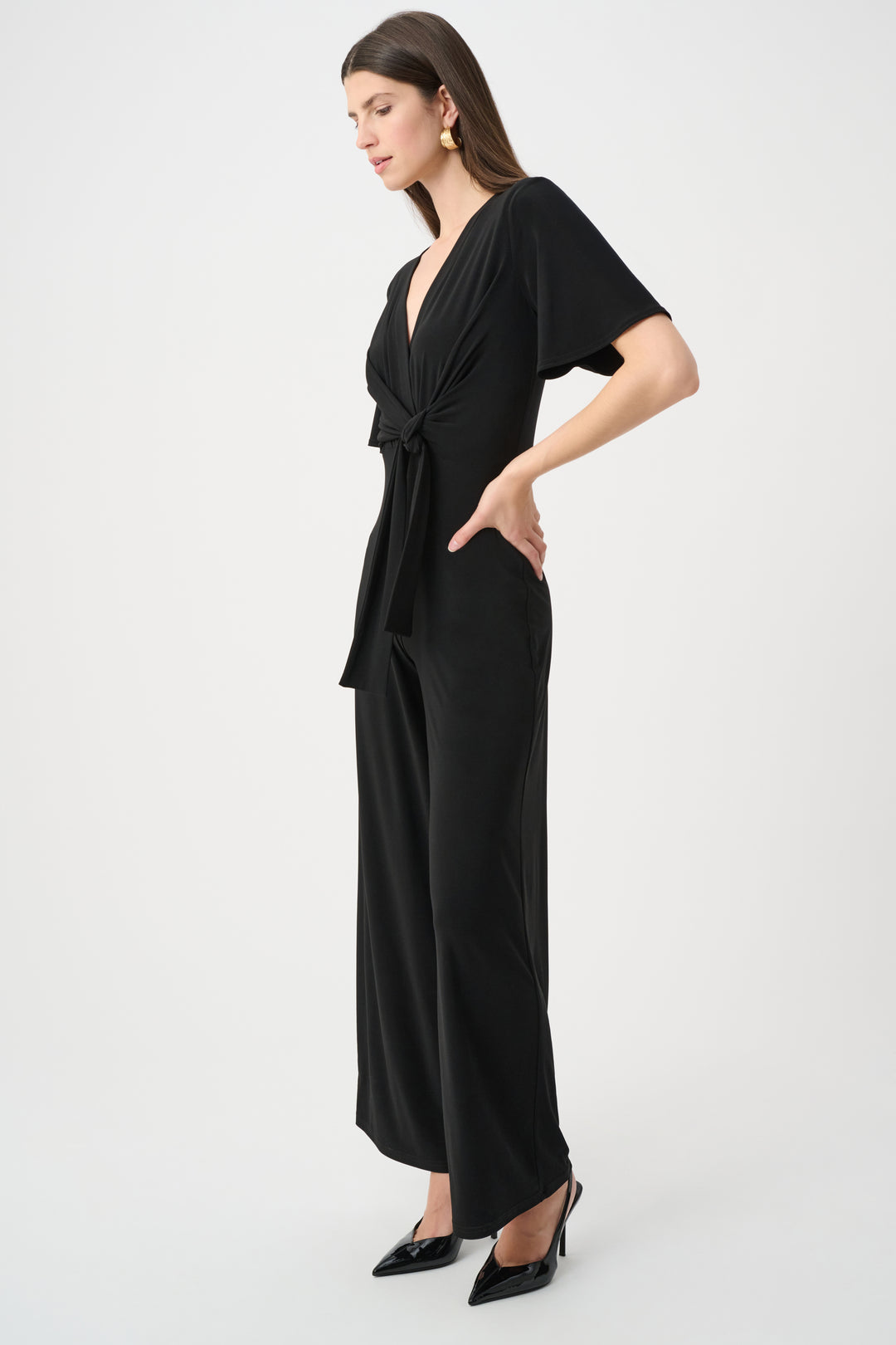 Silky Knit Wide-Leg Wrap Jumpsuit Style 263212