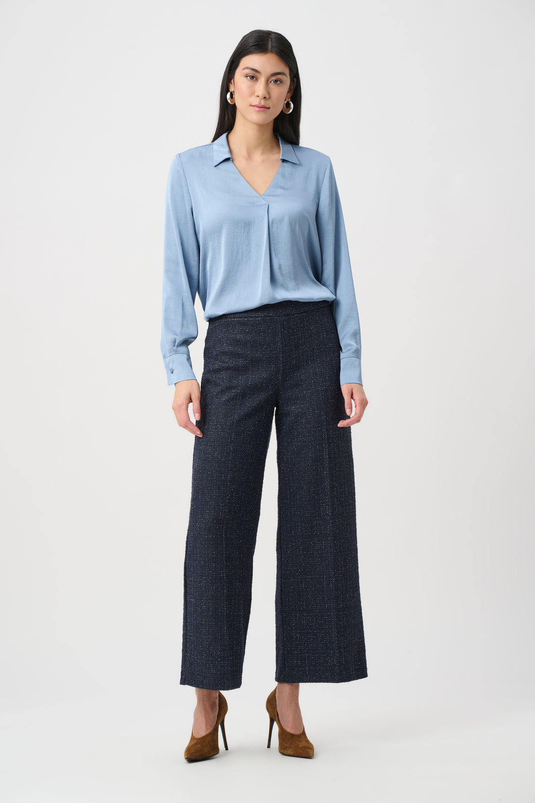 Lurex Boucle Wide-Leg Pull-On Pants Style 263215