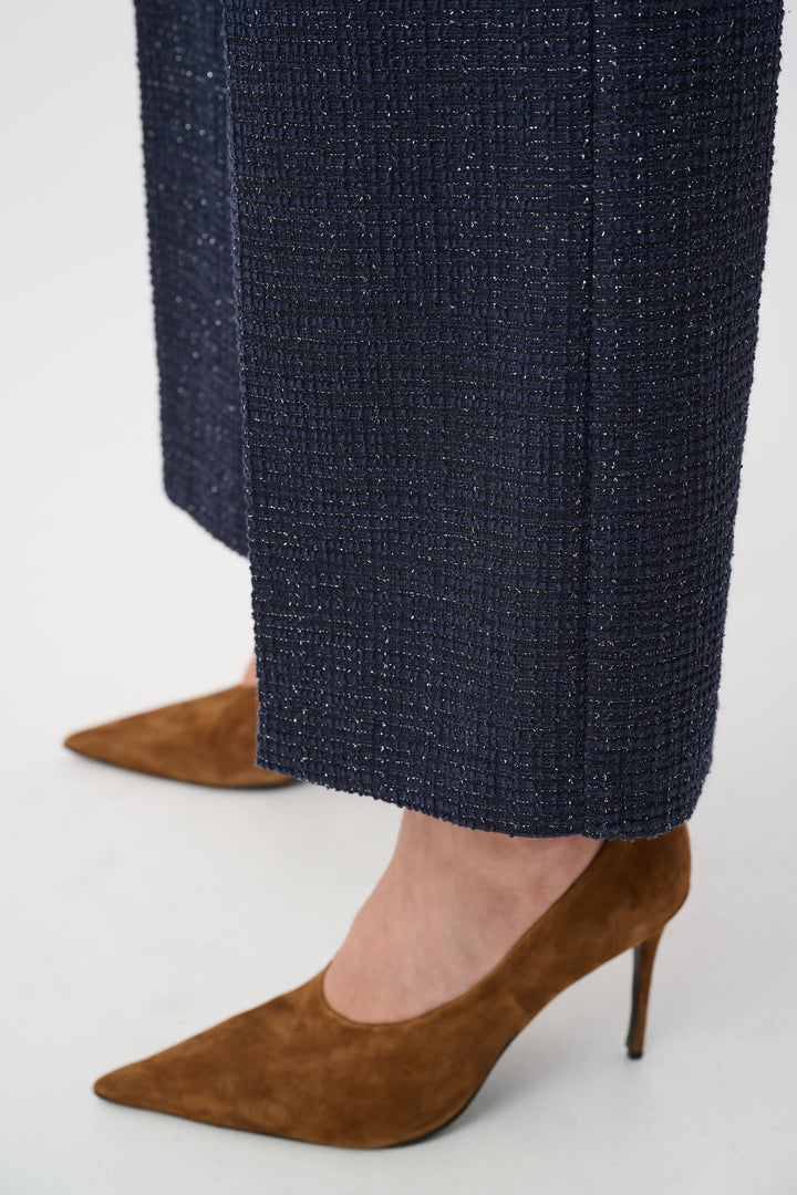 Lurex Boucle Wide-Leg Pull-On Pants Style 263215