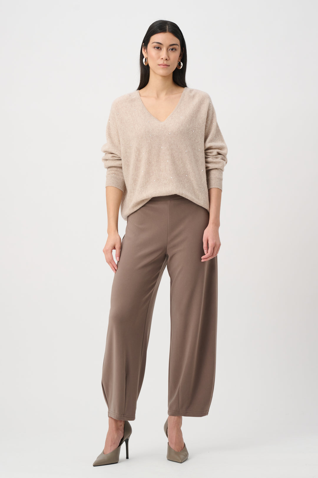 Melange Silky Knit Balloon Pull-On Pants Style 263217