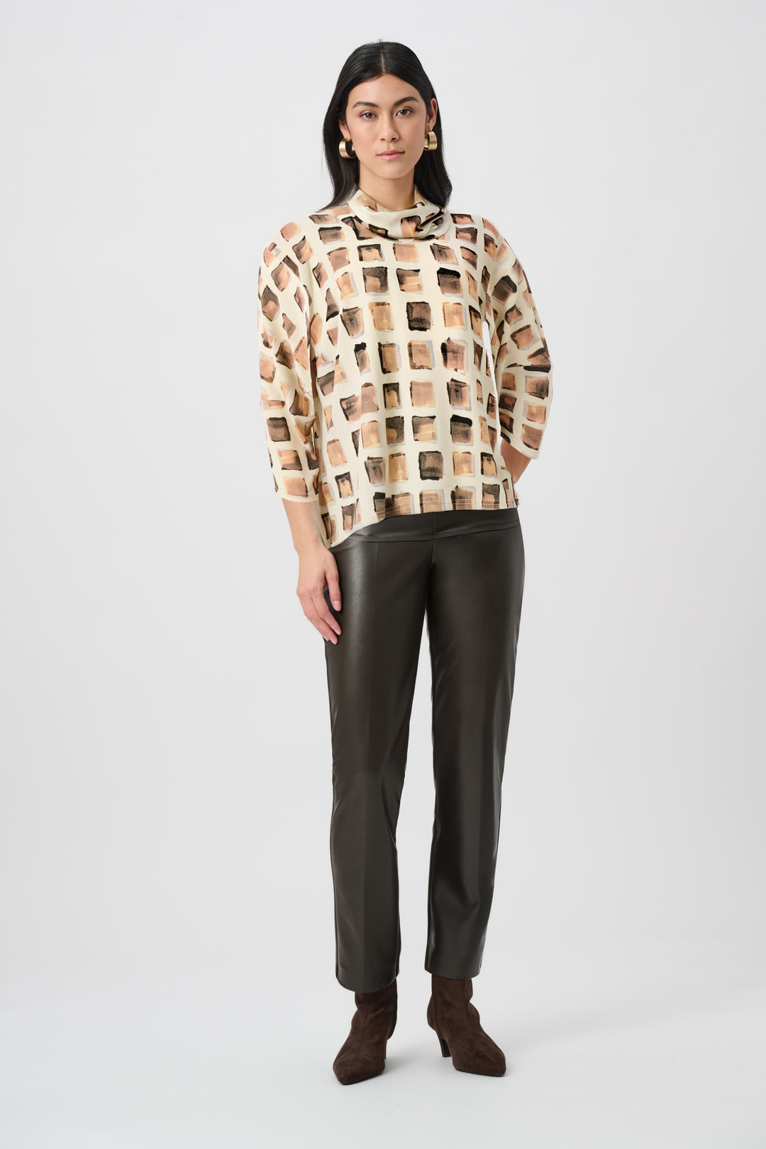 Lurex Sweater Abstract Print Boxy Tunic Style 263223