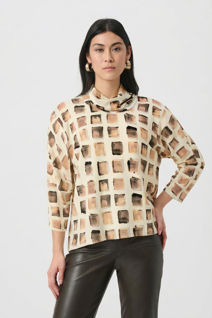 Lurex Sweater Abstract Print Boxy Tunic Style 263223