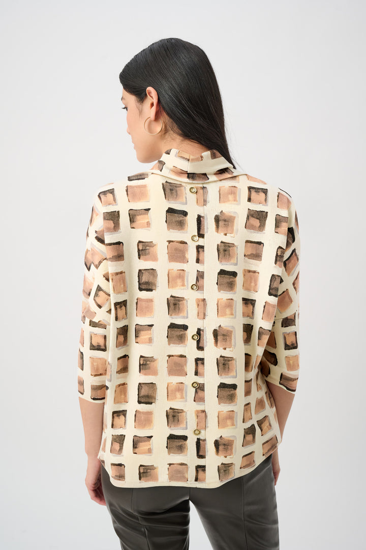 Lurex Sweater Abstract Print Boxy Tunic Style 263223