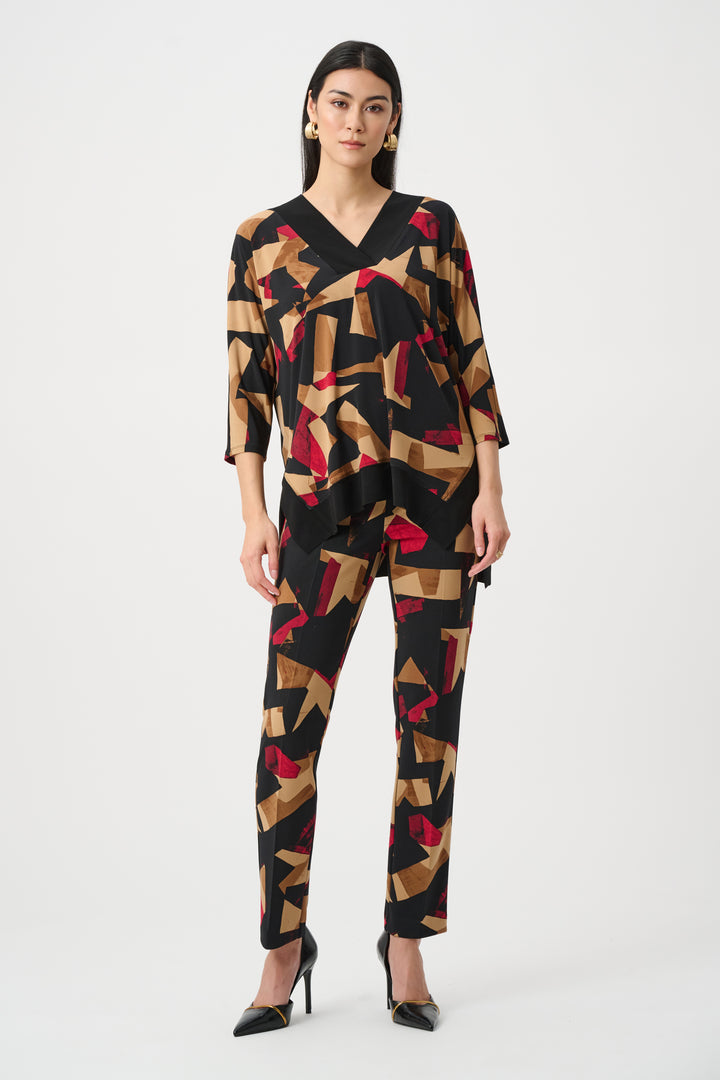 Silky Knit Abstract Print Boxy Tunic Style 263224