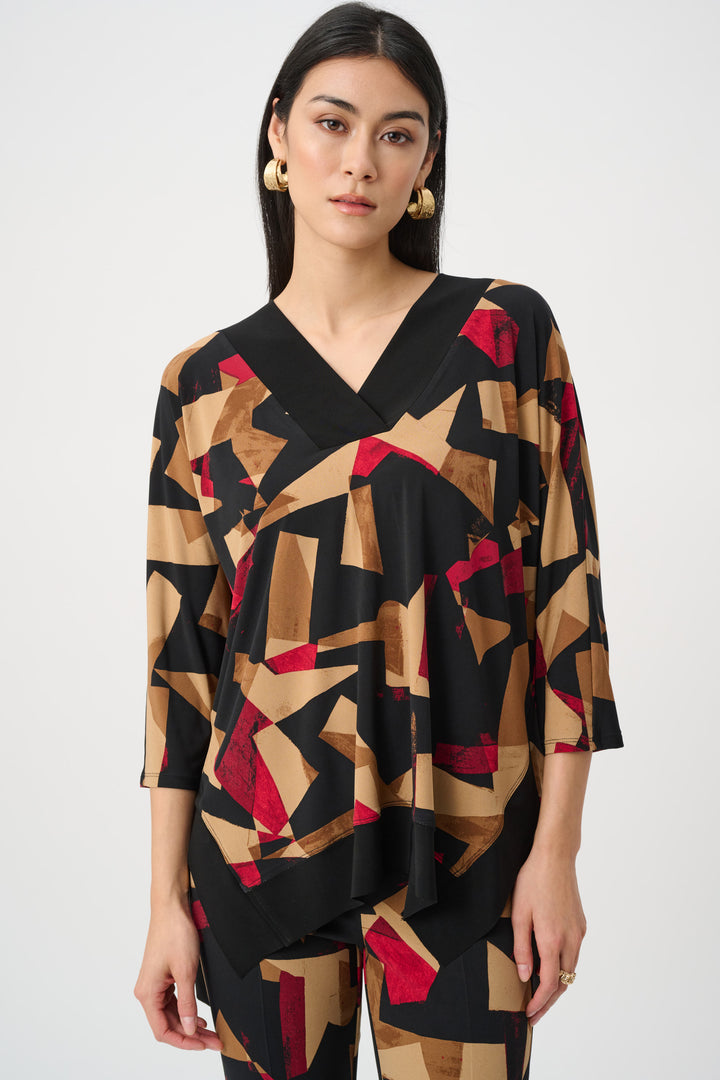 Silky Knit Abstract Print Boxy Tunic Style 263224