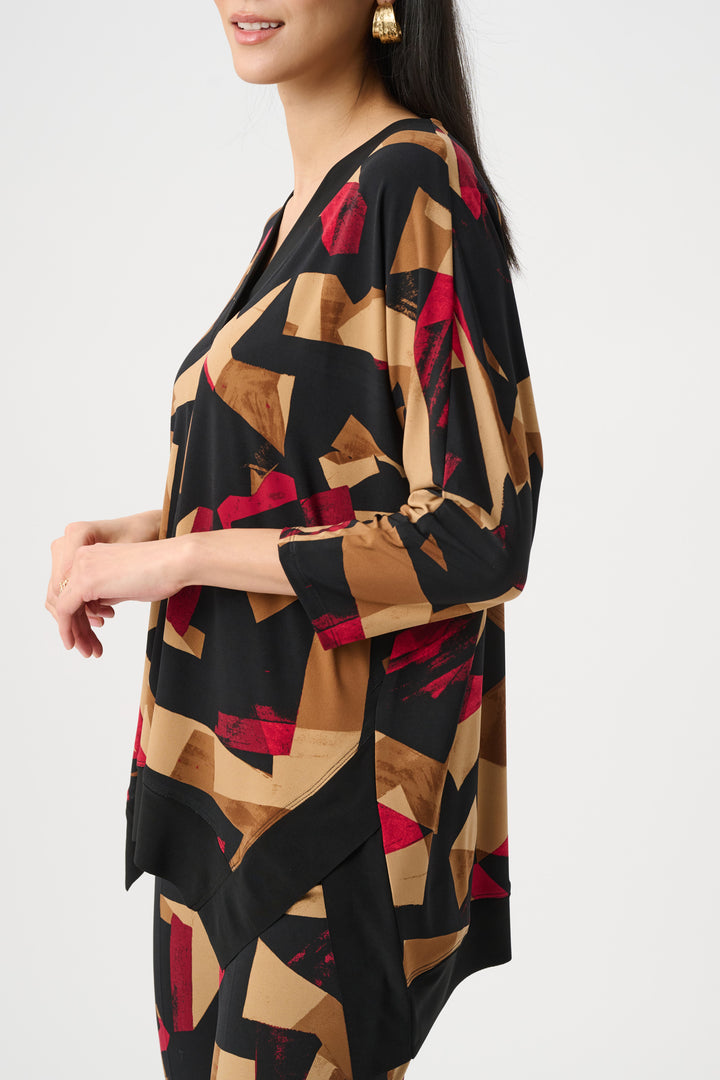 Silky Knit Abstract Print Boxy Tunic Style 263224