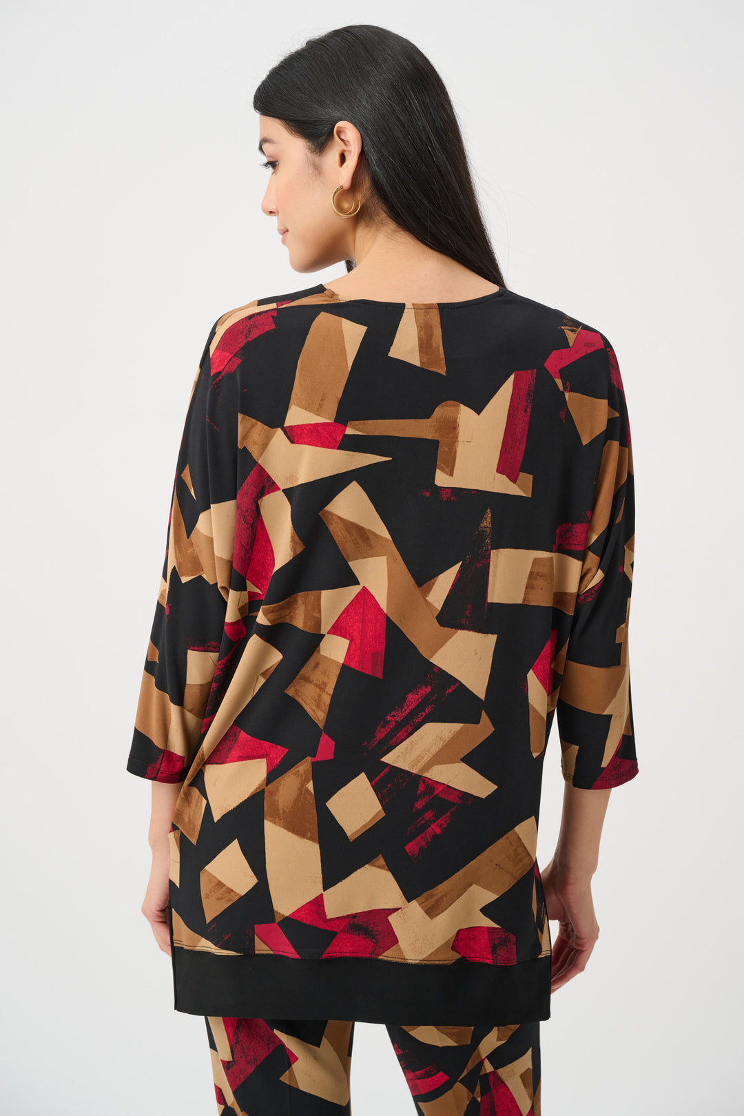 Silky Knit Abstract Print Boxy Tunic Style 263224