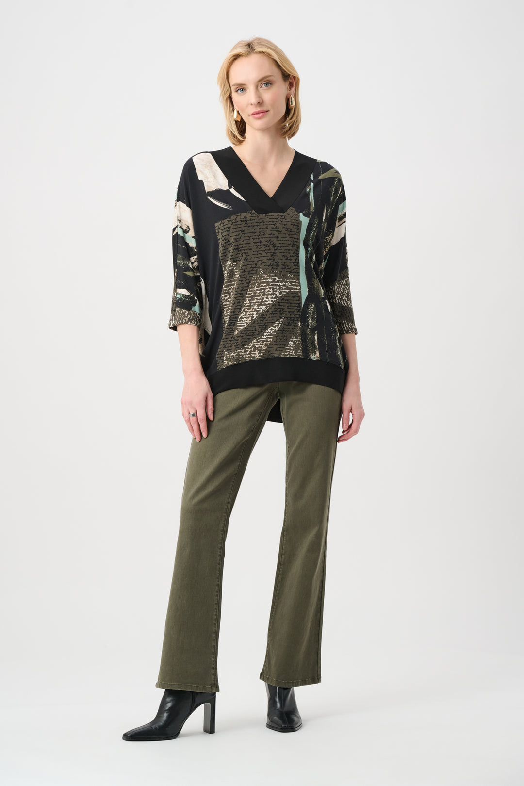 Silky Knit Abstract Print Boxy Tunic Style 263224
