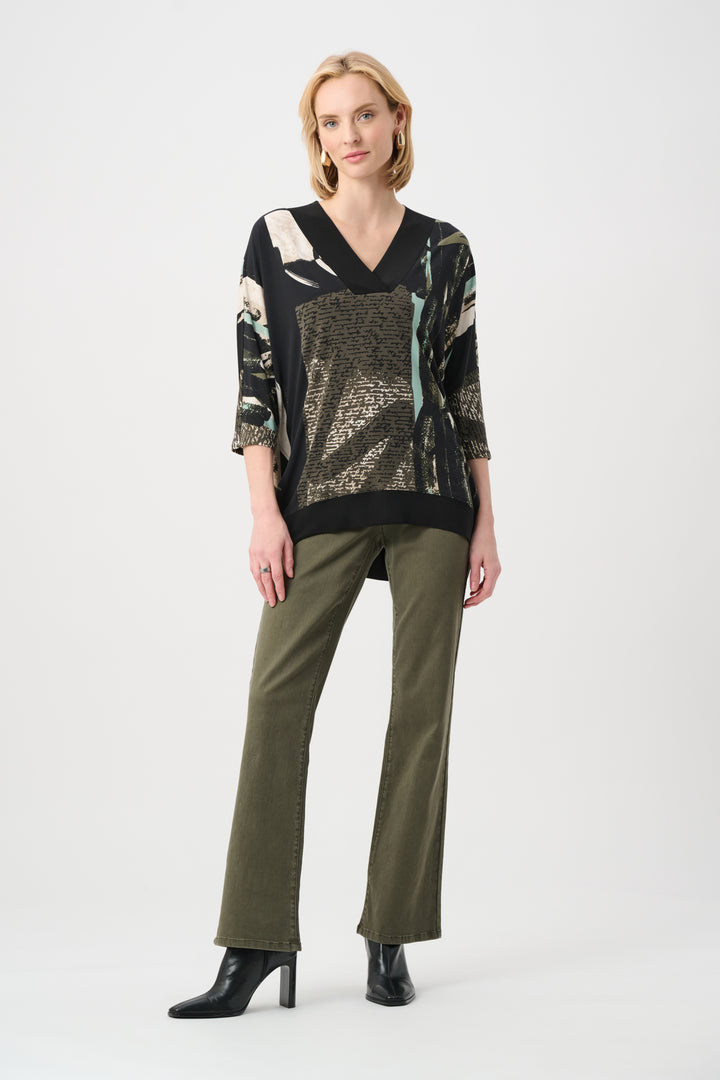 Silky Knit Abstract Print Boxy Tunic Style 263224